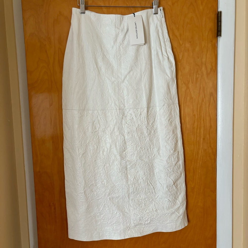 Massimo Dutti Nappa Leather Midi Skirt